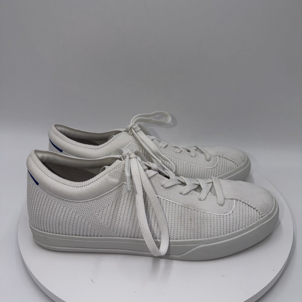 Rothy's The Lace Up Bright White Knit Fabric Shoes Womens Size 9 Sneakers - Picture 2 of 10